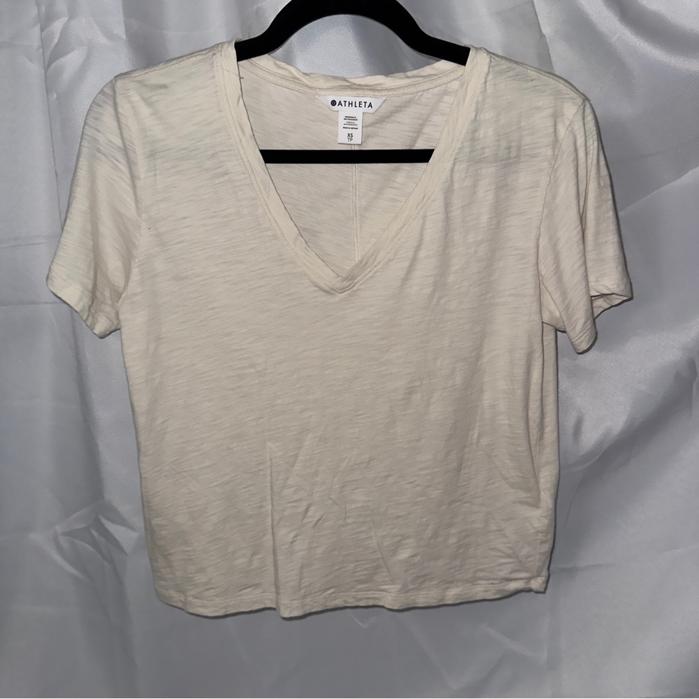 2 for 1 BUNDLE Athleta Black and Cream Short Sleeve Tees - Picture 7 of 11